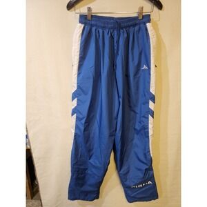 Pirma Men's Soccer Wind Pants Size Large Blue and White 30 Length Elastic Waist